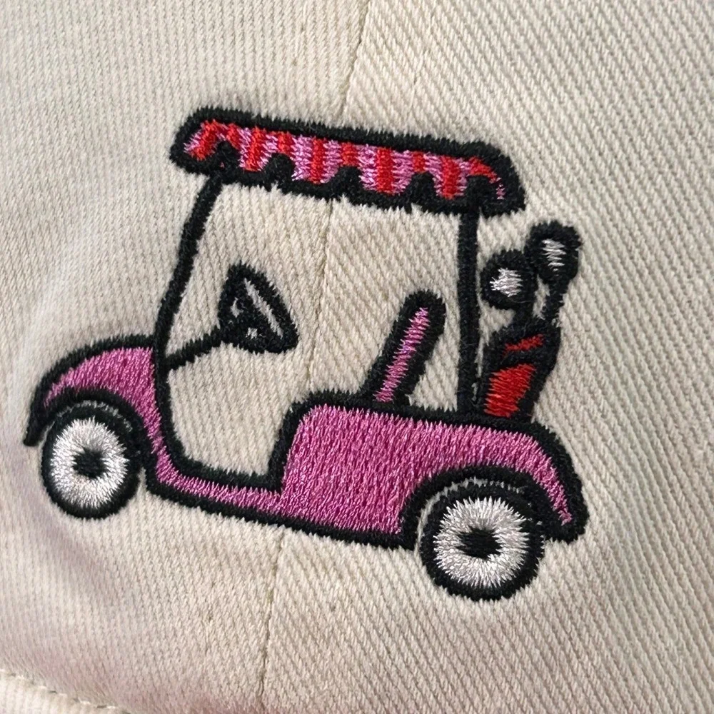 Pink Golf Cart Womens Cream Red Frasier Sterling Sport Baseball Cap OSFM